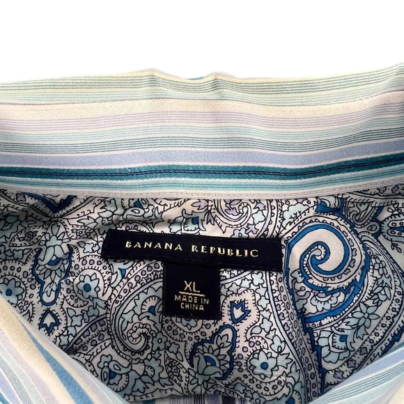 Banana Republic Men's XL Long Sleeve‎ Multicolor Striped Button-Up Dress Shirt - Picture 2 of 3